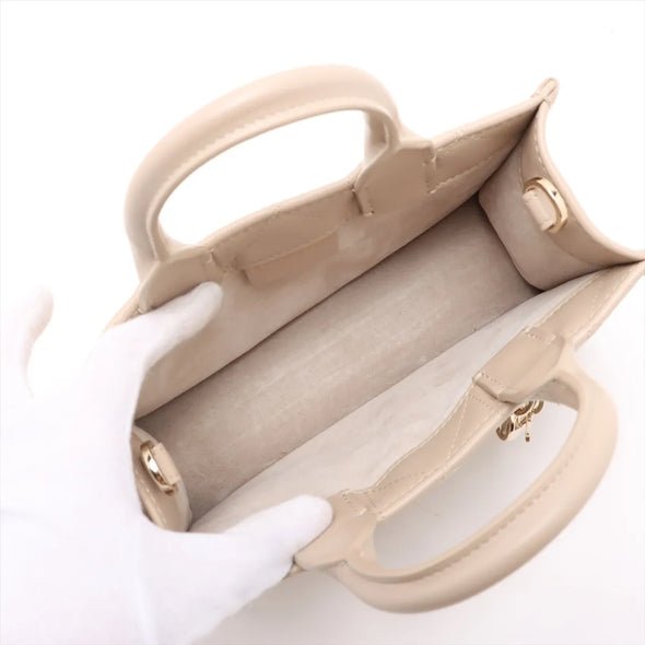 Christian Dior Beige Macrocannage Leather Mini Dior Book Tote Bag  [Clearance Sale]