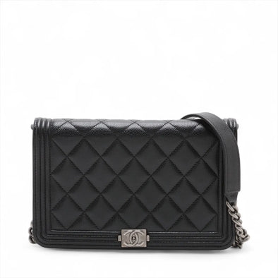 Chanel Black Caviar Calfskin Boy Chanel Wallet On Chain [Clearance Sale]