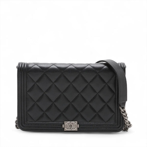 Chanel Black Caviar Calfskin Boy Chanel Wallet On Chain [Clearance Sale]