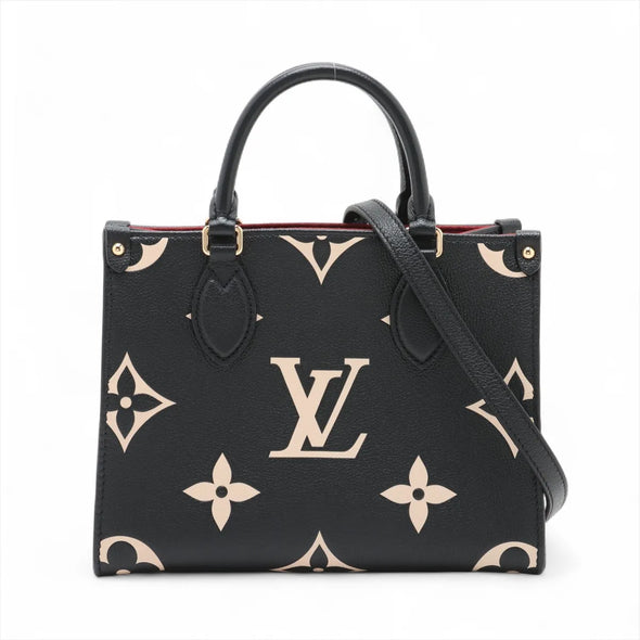 Louis Vuitton Black Beige Bicolor Monogram Empreinte Leather OnTheGo PM [Clearance Sale]
