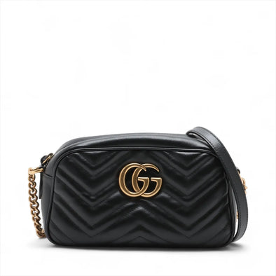 Gucci Black Leather GG Marmont Small Shoulder Bag [Clearance Sale]