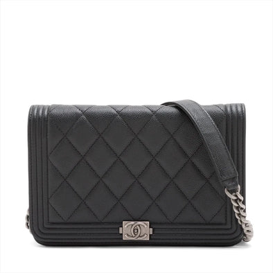 Chanel Black Caviar Calfskin Boy Chanel Wallet On Chain [Clearance Sale]