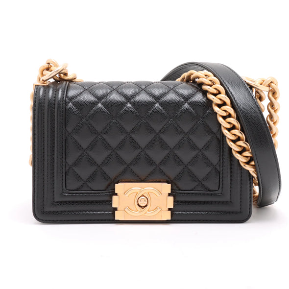 Chanel Black Caviar Calfskin Samll Boy Chanel Flap Closure Handbag [Clearance Sale]