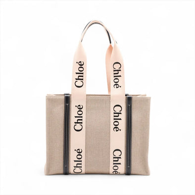 Chloe Black and Beige Canvas Medium Woody Tote Bag [Clearance Sale]