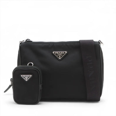 Prada Black Re-Nylon and Saffiano Leather Shoulder Bag [Clearance Sale]