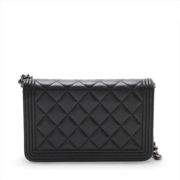 Chanel Black Caviar Calfskin Boy Chanel Wallet On Chain [Clearance Sale]
