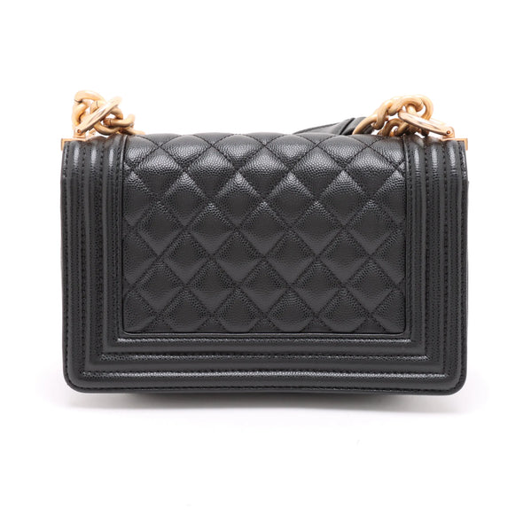 Chanel Black Caviar Calfskin Samll Boy Chanel Flap Closure Handbag [Clearance Sale]