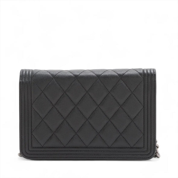 Chanel Black Caviar Calfskin Boy Chanel Wallet On Chain [Clearance Sale]