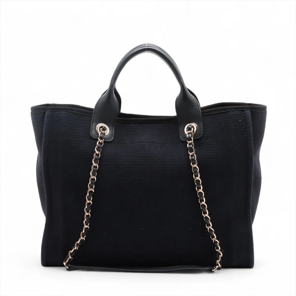 Chanel Black Canvas Deauville MM Shopping Tote [Clearance Sale]