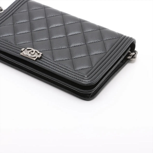 Chanel Black Caviar Calfskin Boy Chanel Wallet On Chain [Clearance Sale]