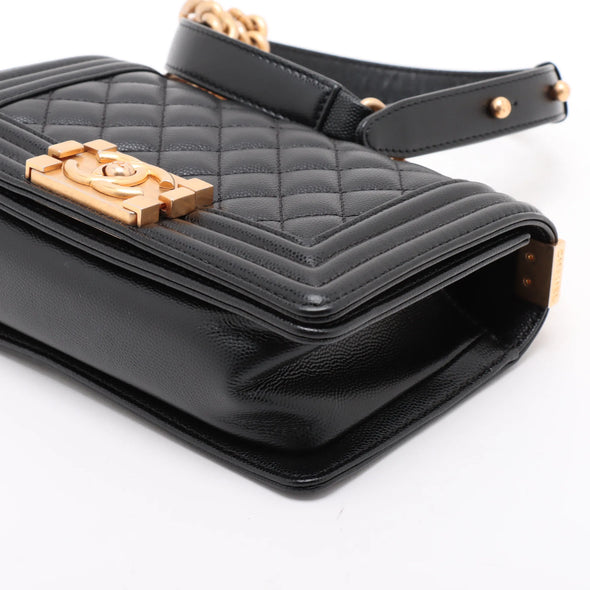 Chanel Black Caviar Calfskin Samll Boy Chanel Flap Closure Handbag [Clearance Sale]