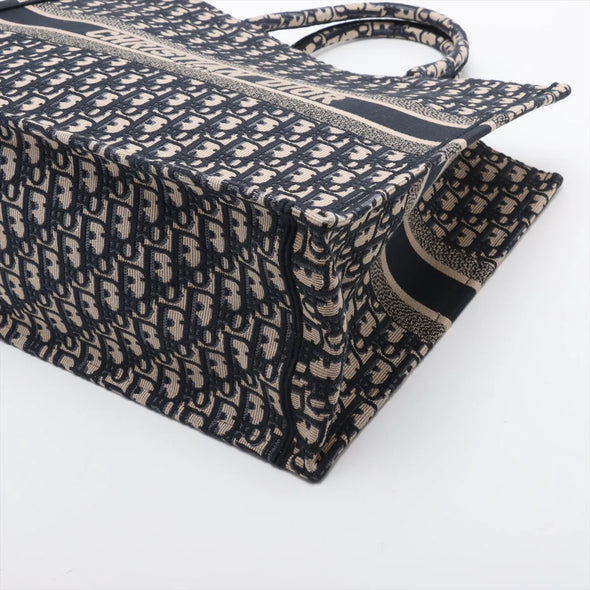 Christian Dior Navy Blue Oblique Embroidery Large Dior Book Tote [Clearance Sale]
