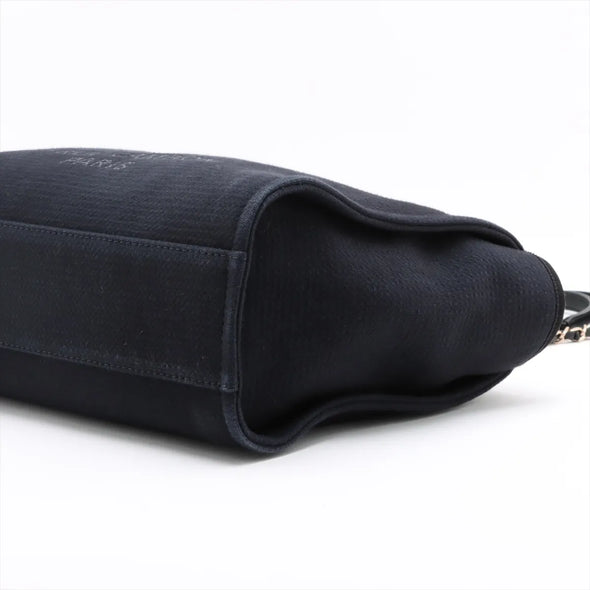 Chanel Black Canvas Deauville MM Shopping Tote [Clearance Sale]