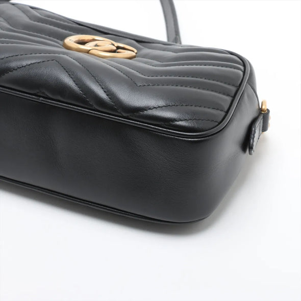 Gucci Black Leather GG Marmont Small Shoulder Bag [Clearance Sale]