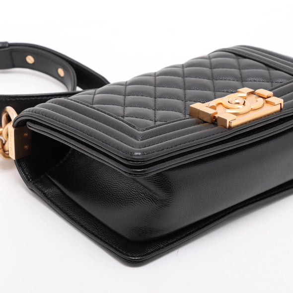 Chanel Black Caviar Calfskin Samll Boy Chanel Flap Closure Handbag [Clearance Sale]