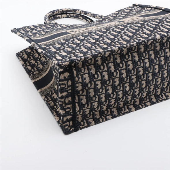 Christian Dior Navy Blue Oblique Embroidery Large Dior Book Tote [Clearance Sale]