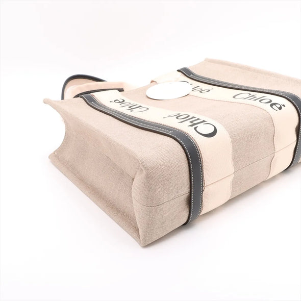 Chloe Black and Beige Canvas Medium Woody Tote Bag [Clearance Sale]