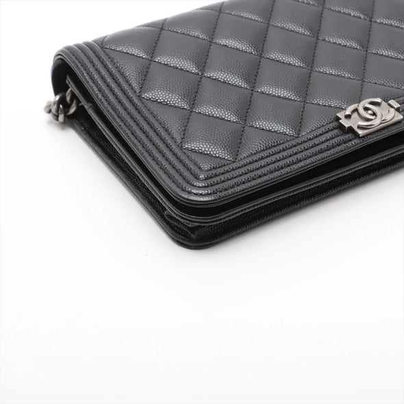 Chanel Black Caviar Calfskin Boy Chanel Wallet On Chain [Clearance Sale]