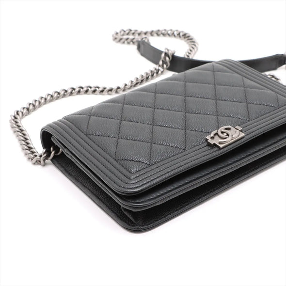 Chanel Black Caviar Calfskin Boy Chanel Wallet On Chain [Clearance Sale]