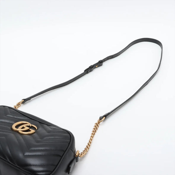 Gucci Black Leather GG Marmont Small Shoulder Bag [Clearance Sale]