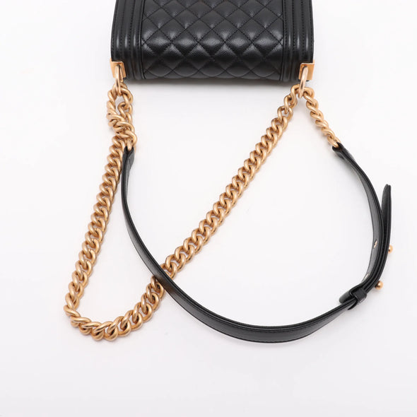 Chanel Black Caviar Calfskin Samll Boy Chanel Flap Closure Handbag [Clearance Sale]