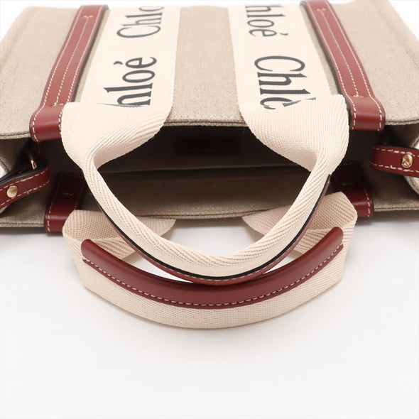 Chloe Brown and Beige Canvas Small Woody Tote Bag [Clearance Sale]
