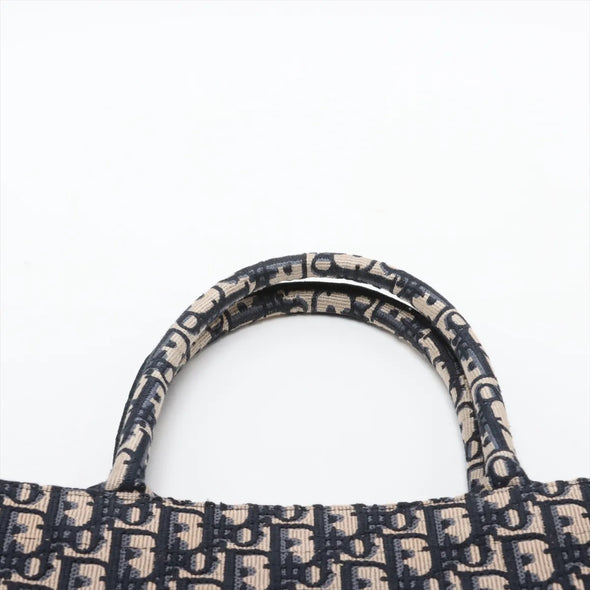 Christian Dior Navy Blue Oblique Embroidery Large Dior Book Tote [Clearance Sale]