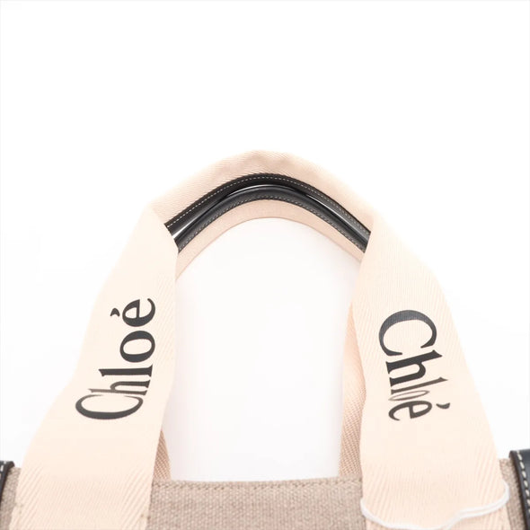 Chloe Black and Beige Canvas Medium Woody Tote Bag [Clearance Sale]