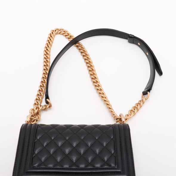 Chanel Black Caviar Calfskin Samll Boy Chanel Flap Closure Handbag [Clearance Sale]
