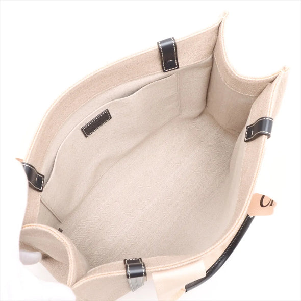 Chloe Black and Beige Canvas Medium Woody Tote Bag [Clearance Sale]
