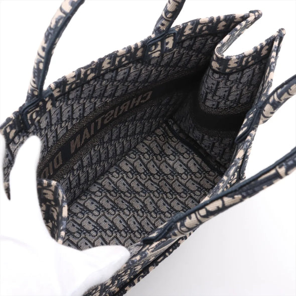 Christian Dior Navy Blue Oblique Embroidery Large Dior Book Tote [Clearance Sale]