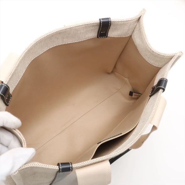 Chloe Black and Beige Canvas Medium Woody Tote Bag [Clearance Sale]