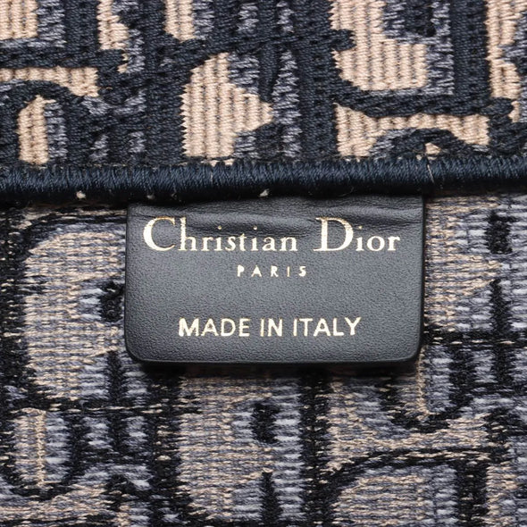 Christian Dior Navy Blue Oblique Embroidery Large Dior Book Tote [Clearance Sale]