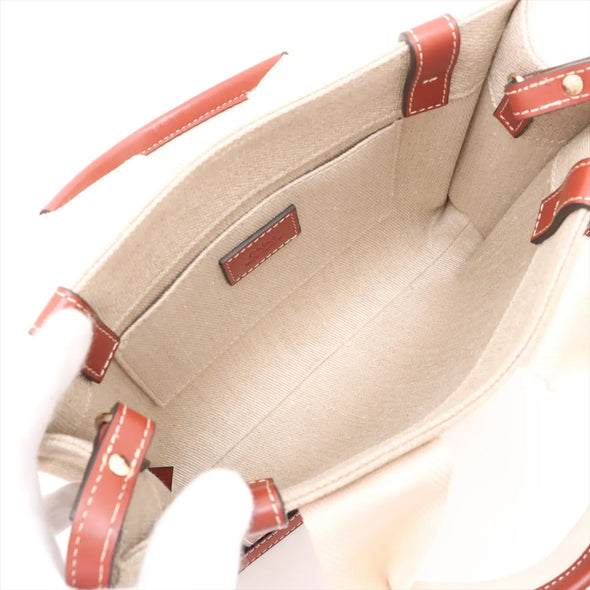 Chloe Brown and Beige Canvas Small Woody Tote Bag [Clearance Sale]