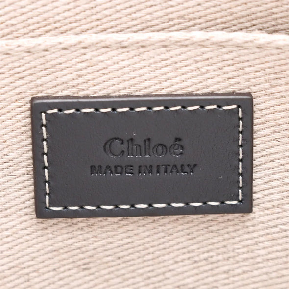 Chloe Black and Beige Canvas Medium Woody Tote Bag [Clearance Sale]