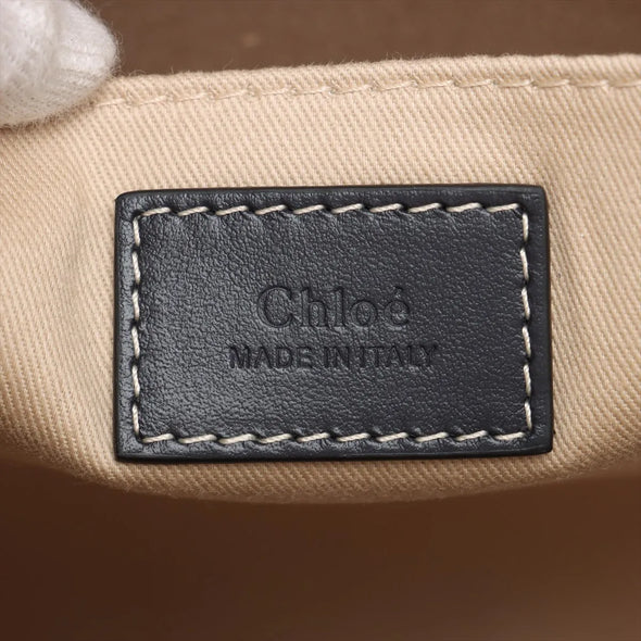 Chloe Black and Beige Canvas Medium Woody Tote Bag [Clearance Sale]