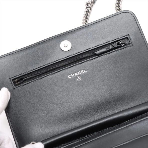Chanel Black Caviar Calfskin Boy Chanel Wallet On Chain [Clearance Sale]