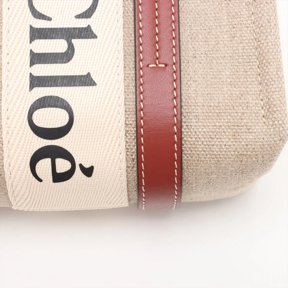 Chloe Brown and Beige Canvas Small Woody Tote Bag [Clearance Sale]