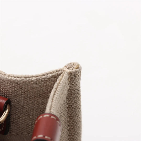 Chloe Brown and Beige Canvas Small Woody Tote Bag [Clearance Sale]