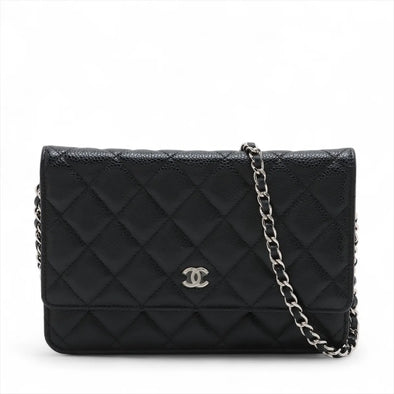 Chanel Black Caviar Calfskin Wallet On Chain   [Clearance Sale]