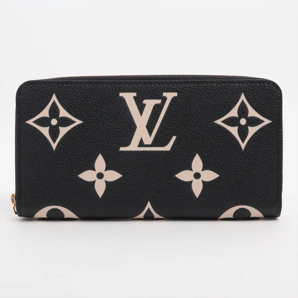 Louis Vuitton Black Beige Bicolor Monogram Empreinte Leather Zippy Wallet [Clearance Sale]