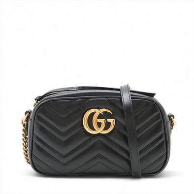 Gucci Black Leather GG Marmont Small Shoulder Bag [Clearance Sale]