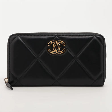 Chanel Black Nappa Leather Chanel 19 Zip Wallet [Clearance Sale]