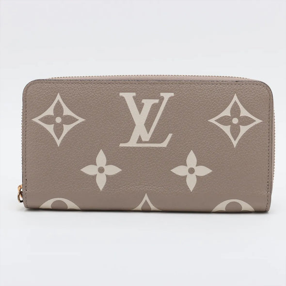 Louis Vuitton Tourterelle Bicolor Monogram Empreinte Leather Zippy Wallet [Clearance Sale]