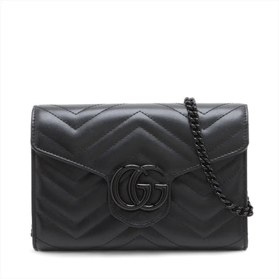 Gucci Black Marmont Matelasse Leather Chain Wallet [Clearance Sale]