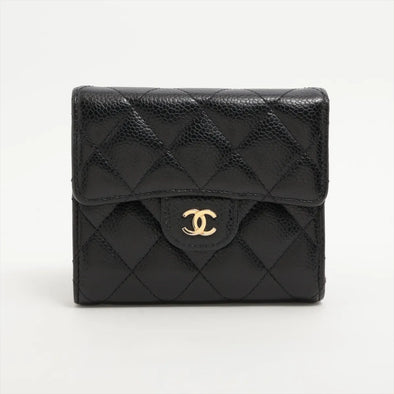 Chanel Black Caviar Calfskin Compact Wallet  [Clearance Sale]
