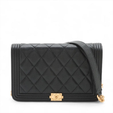 Chanel Black Caviar Calfskin Boy Chanel Wallet On Chain  [Clearance Sale]