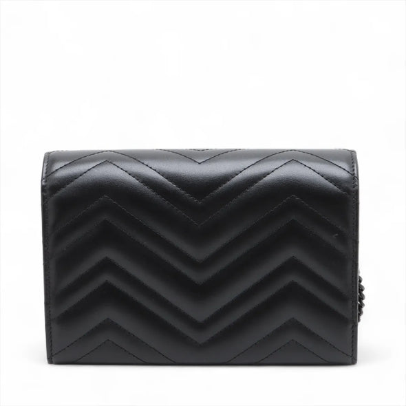 Gucci Black Marmont Matelasse Leather Chain Wallet [Clearance Sale]