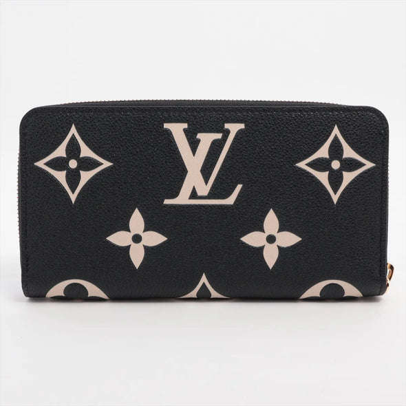 Louis Vuitton Black Beige Bicolor Monogram Empreinte Leather Zippy Wallet [Clearance Sale]