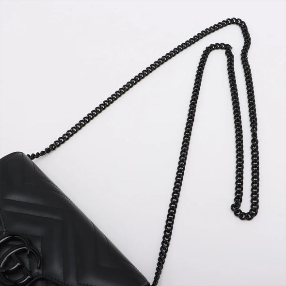 Gucci Black Marmont Matelasse Leather Chain Wallet [Clearance Sale]